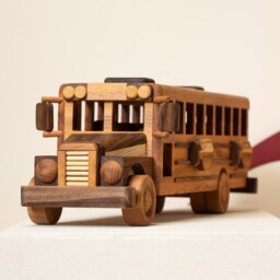 Wooden School Bus Toy - Engraved Name Heirloom, Natural Wood Montessori Decor - thumbnail 2