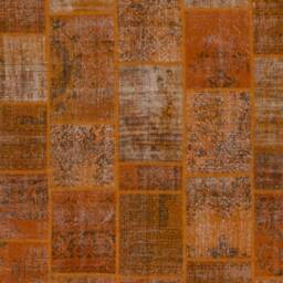 "Handmade Turkish Patchwork Rug Orange Wool - 6'5"" X 9'8" - thumbnail 4