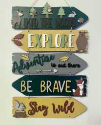 Woodland Direction Sign, Woodland Animal Wall Decor, Nursery - thumbnail 1