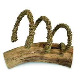 Driftwood & Rope Wine Holder Tilted, Angled Teak Root & Stand - thumbnail 4