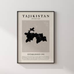 Abstract Tajikistan Map Vintage Wall Art Print Picasso + Matisse Inspired Travel Poster - thumbnail 2