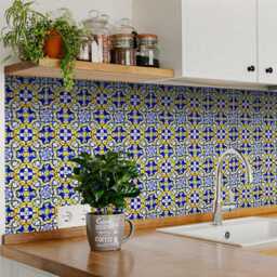 Wall Decal Set Of 24 Blue Shades Mexican Tile Kitchen Decals Bathroom Pattern Talavera Tiles H12 - thumbnail 2