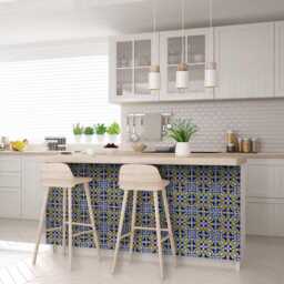 Wall Decal Set Of 24 Blue Shades Mexican Tile Kitchen Decals Bathroom Pattern Talavera Tiles H12 - thumbnail 3