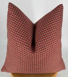 Red & White Houndstooth Patterned Pillowcase, Throw Pillows, Upholstery Linen Fabric