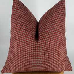 Red & White Houndstooth Patterned Pillowcase, Throw Pillows, Upholstery Linen Fabric - thumbnail 4