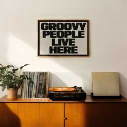 Groovy People Live Here Print - Family Poster Trendy Wall Art Music Funky Typographic Decor Home Interior New Gift - thumbnail 3