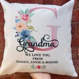 Mothers Day Gift Grandma Personalised Cushion For Birthday 50Th 60Th 70Th 80Th 90Th Gran Nanny Nan Nanna Granny Flowers - thumbnail 4