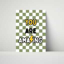 You Are Amazing Wall Art - Kids Bedroom Boy Unisex Poster Positive Quotes Playroom Nursery Print Retro Checkerboard Cool Kid Fun - thumbnail 3