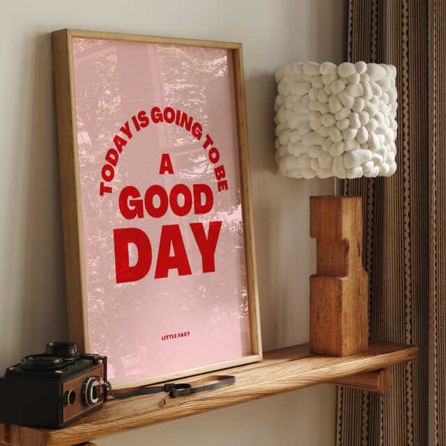 Today Is Going To Be A Good Day - Bold Pink Poster Bathroom Print, Unique Home Decor, Cool Positive Quote Poster, Wall Art - image 1