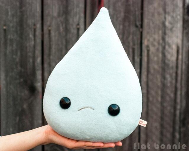 Teardrop Pillow Plush, Crying Cushion Therapy Plushie, Kawaii Breakup Tears Ugly Cry, Rain Raindrop, Handmade Heartbreak Gift, Flat Bonnie - image 1