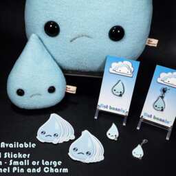 Teardrop Pillow Plush, Crying Cushion Therapy Plushie, Kawaii Breakup Tears Ugly Cry, Rain Raindrop, Handmade Heartbreak Gift, Flat Bonnie - thumbnail 4