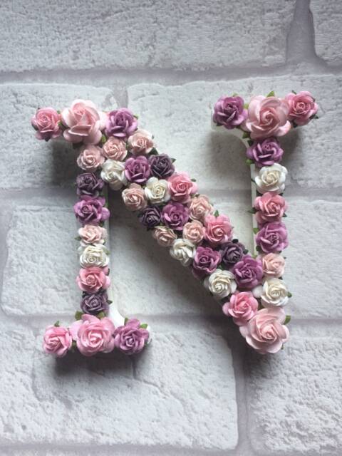 Floral Wall Letter Floral Initial Flower Ready To Hang Paper Flowers Decor Nursery Children's Bedroom - image 1