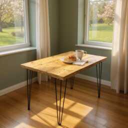 Handmade Reclaimed Wood Dining Table - Solid Oak Bracing Rustic Industrial Hairpin Leg UK Made Free Delivery - thumbnail 2