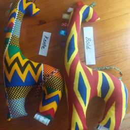 African Kente Ankara Giraffe Stuffed Toy With Sensory Ribbon - thumbnail 4
