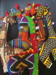 African Kente Ankara Giraffe Stuffed Toy With Sensory Ribbon