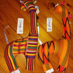 African Kente Ankara Giraffe Stuffed Toy With Sensory Ribbon - thumbnail 2