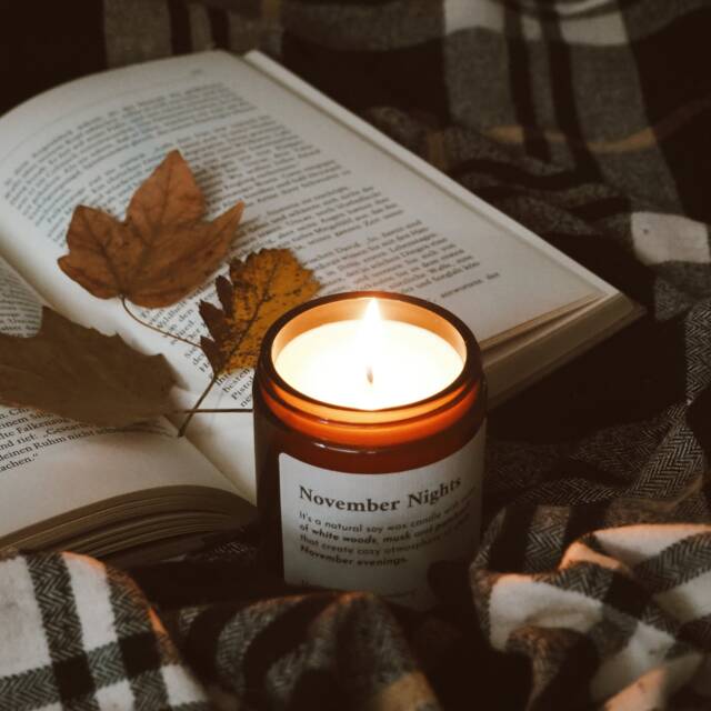 November Nights Scented Candle - Autumn Room Scent Home Decoration Glass Halloween Party Soy Wax In - image 1