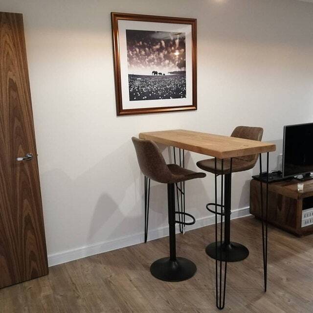 Console Table With 4 Hairpin Legs, Reclaimed Wooden Rustic Hallway 33/34cm Width - image 1