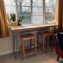 Console Table With 4 Hairpin Legs, Reclaimed Wooden Rustic Hallway 33/34cm Width - thumbnail 2