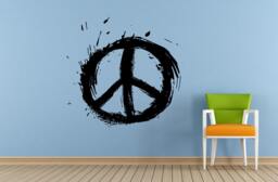 Peace Sign Painted Splash Paint Drip Wall Or Car Vinyl Peal & Stick Removable Sticker Decal L1590 - thumbnail 1