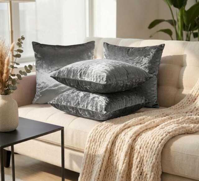 Silver Velvet Cushion Cover - Handmade Luxury Pillowcase - 18x18 - image 1