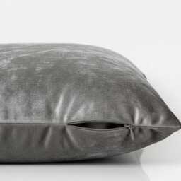 Silver Velvet Cushion Cover - Handmade Luxury Pillowcase - 18x18 - thumbnail 4