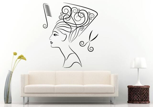 Egyptian Queen Princess Nefertiti Hair Salon Spa Brush Scissors Comb Wall Decal Vinyl Sticker Mural Room Decor L1231 - image 1