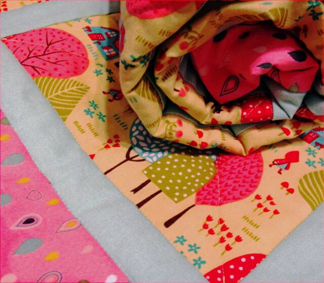 Little Red Riding Hood Baby Quilt Handmade Cotton Flannel Crib Blanket - image 1