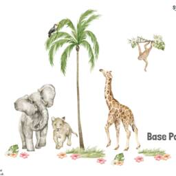 Watercolour Jungle Scene Wall Sticker Pack, Stickers, Safari Room Decor, Elephant - thumbnail 2
