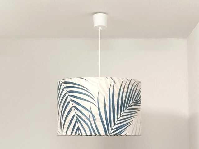 Lampshade Or Pendant Light With Exotic Blue Palm Leaf Pattern - Ideal Christmas/Birthday Gift Idea Trendy Tropical Decoration - image 1