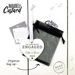 Engagement Gift - Engaged Ceramic Hanging Keepsake Personalised Date Ornament Newly Couple Bauble - thumbnail 2