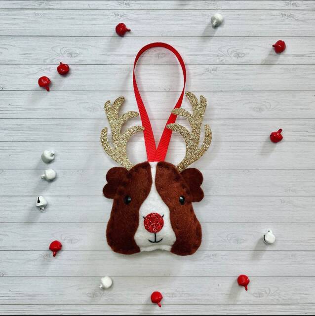 Felt Guinea Pig Reindeer Ornament Handmade Christmas Decoration - image 1