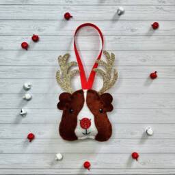 Felt Guinea Pig Reindeer Ornament Handmade Christmas Decoration - thumbnail 2