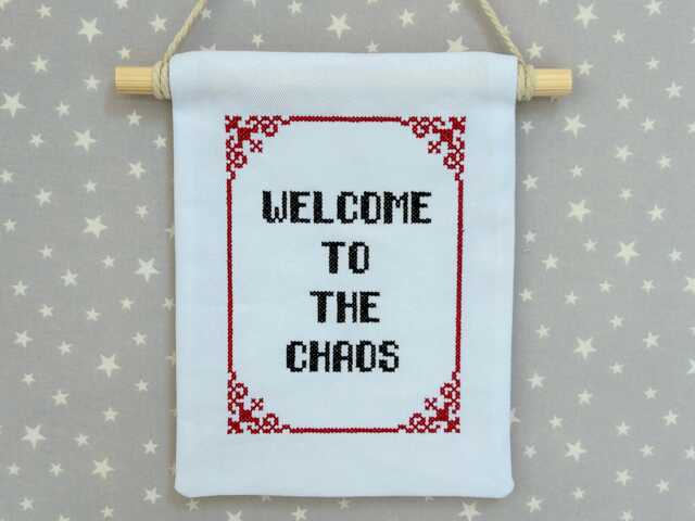 Personalized Cross Stitch Quote Sign, Handmade Family Decor, Modern Wall Hanging - image 1