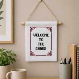 Personalized Cross Stitch Quote Sign, Handmade Family Decor, Modern Wall Hanging - thumbnail 4
