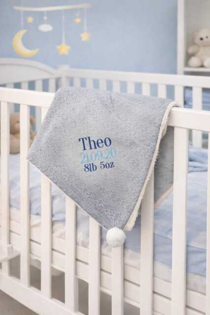 Personalised Cable Knit Baby Blanket, Embroidered Name, Sherpa Back, Keepsake Gift - image 1