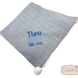 Personalised Cable Knit Baby Blanket, Embroidered Name, Sherpa Back, Keepsake Gift - thumbnail 2