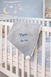 Personalised Cable Knit Baby Blanket, Embroidered Name, Sherpa Back, Keepsake Gift