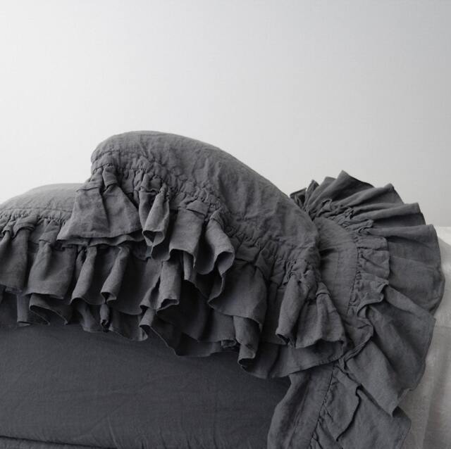 Linen Duvet Cover. Rustic Style Ruffled Duvet Cover & Pillowcases. French Linen Bedding Set. Washed Softened Linen. Mooshop New Colours - image 1