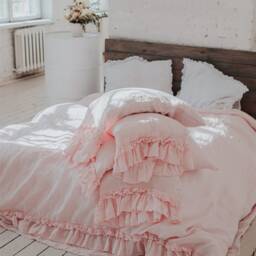 Linen Duvet Cover. Rustic Style Ruffled Duvet Cover & Pillowcases. French Linen Bedding Set. Washed Softened Linen. Mooshop New Colours - thumbnail 2