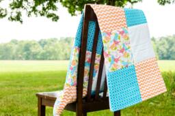 Baby Girl Quilt Teal & Coral Quilt, Girl Bedding, Baby Gift, Shower Shabby Chic Nursery, Blue Unique Gift