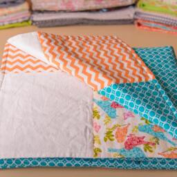 Baby Girl Quilt Teal & Coral Quilt, Girl Bedding, Baby Gift, Shower Shabby Chic Nursery, Blue Unique Gift - thumbnail 2