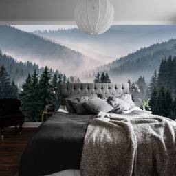 Forest Mountain Wall Mural, View Mural, Misty Wallpaper, D??cor, Nursery & Room Art - thumbnail 2
