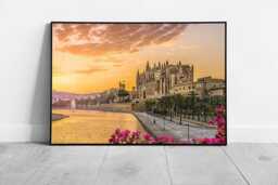 La Seu Cathedral Sunset Wall Art Print Palma De Mallorca Spain Beautiful Framed Picture - thumbnail 1