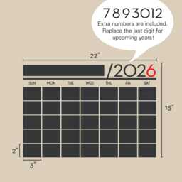 Chalkboard 2026 Calendar Wall Decal - Simple Shapes - thumbnail 2