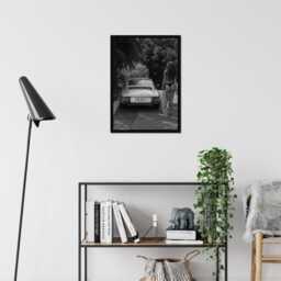 Vintage Classic Sports Car Girl Print, Luxury Woman, Fine Art Photography Wall Art, Museum Quality Black & White Poster - thumbnail 2