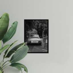 Vintage Classic Sports Car Girl Print, Luxury Woman, Fine Art Photography Wall Art, Museum Quality Black & White Poster - thumbnail 3