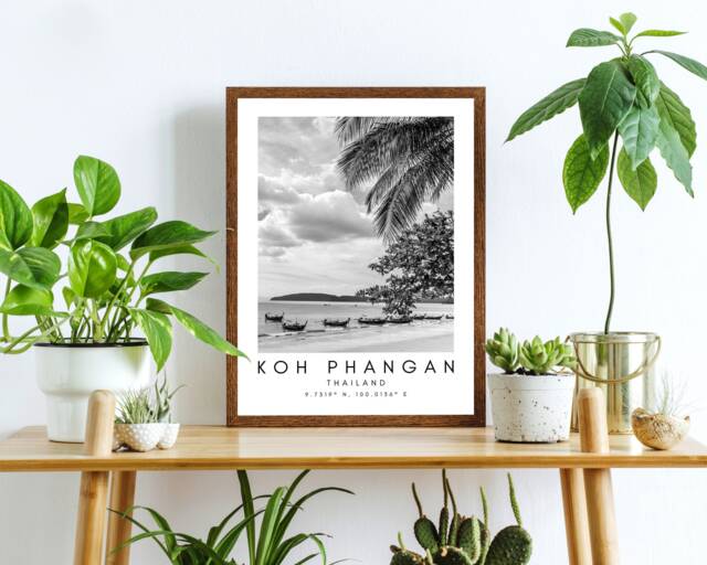 Koh Phangan Beach Print Minimalist Thailand Travel Art - image 1