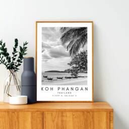 Koh Phangan Beach Print Minimalist Thailand Travel Art - thumbnail 3