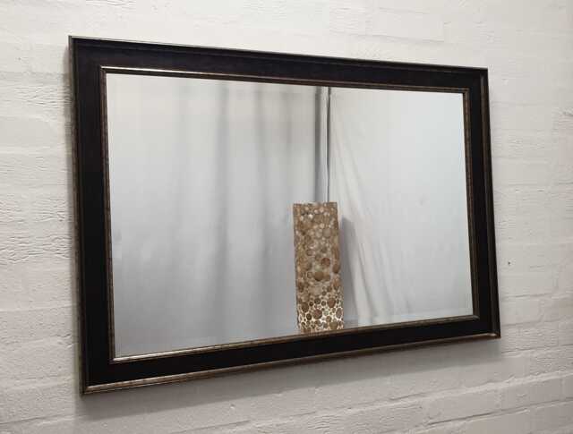 Dark Brown Antique Rustic Wall Mirror Rectangular Wooden Frame 106x76cm Bevelled Glass Handmade Home Interior Decor Made in UK - image 1